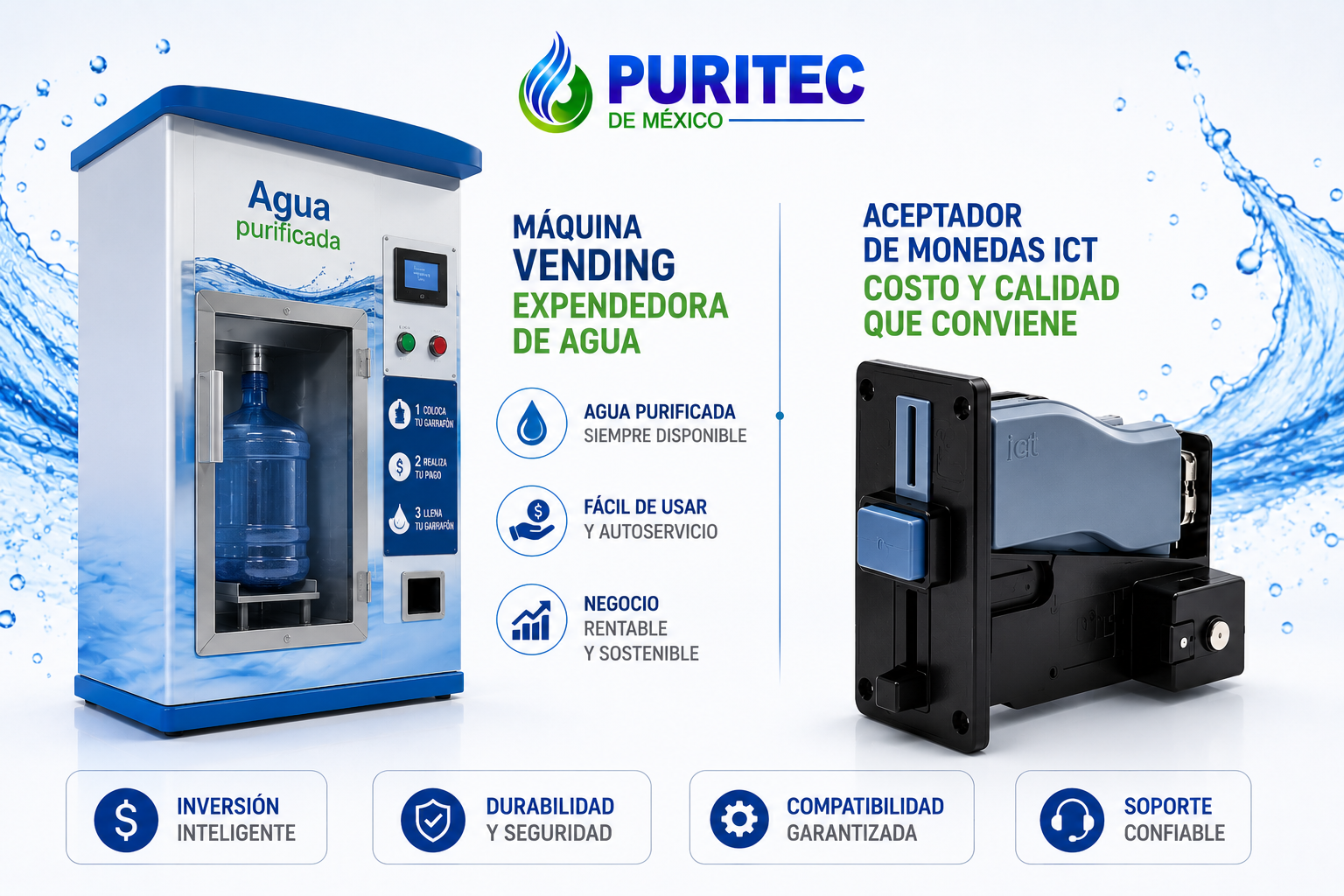 Máquina Vending Expendedora de Agua y Costo de Aceptador de Monedas ICT: Claves para un Negocio Moderno